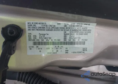 2017 Ford C-Max Energi Se from USA, damaged, VIN 1FADP5EU9HL101253